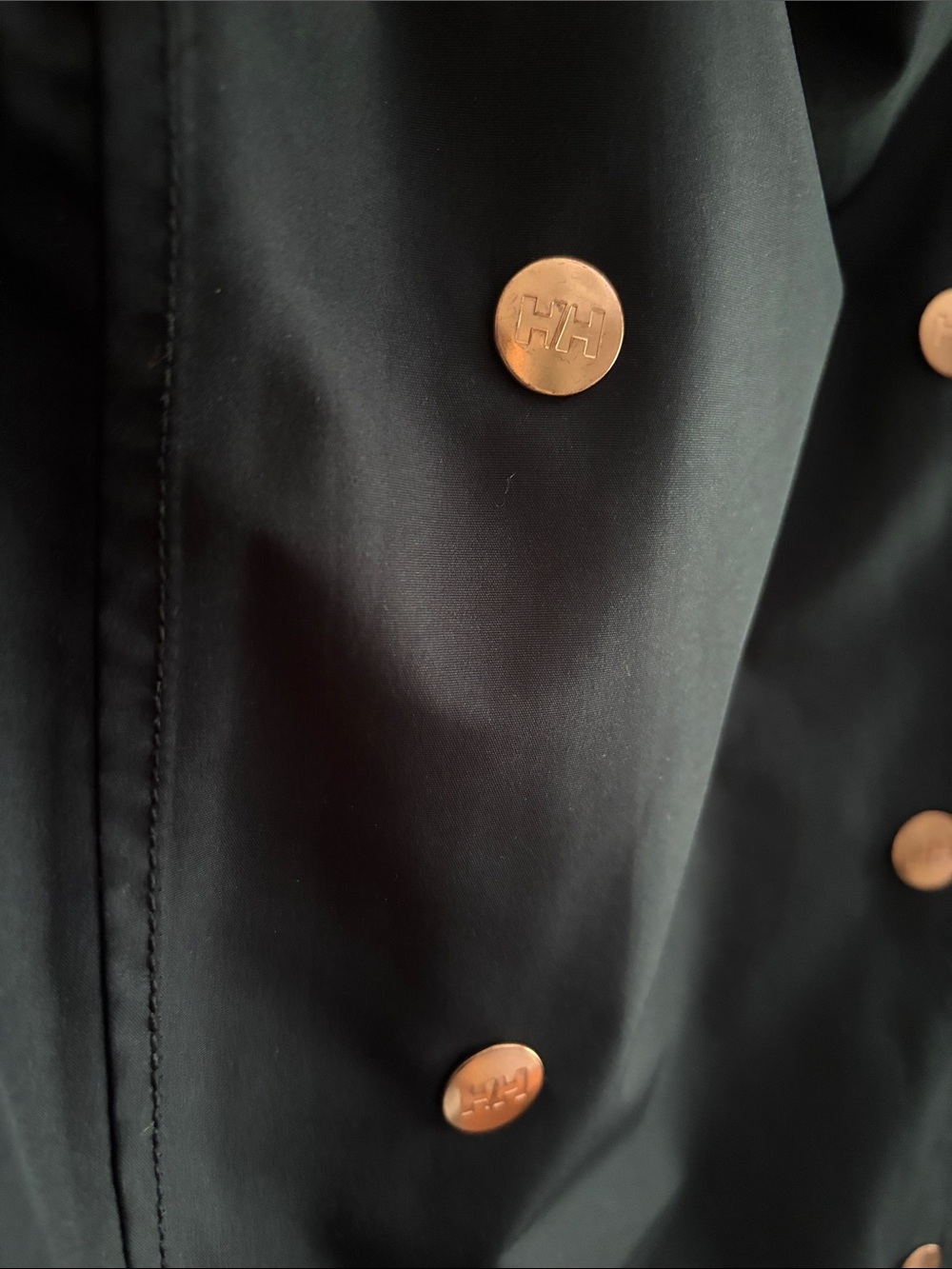 Women’s Helly Hansen Dark Navy Rain Trench Coat with Rose-Gold Accents. Size S - Picture 12 of 12
